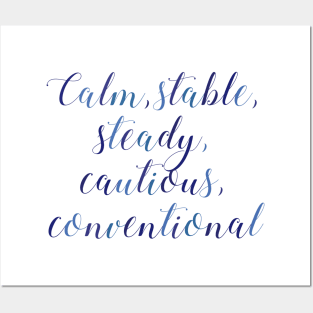 ISTJ Calm Stable Steady Cautious Conventional Posters and Art